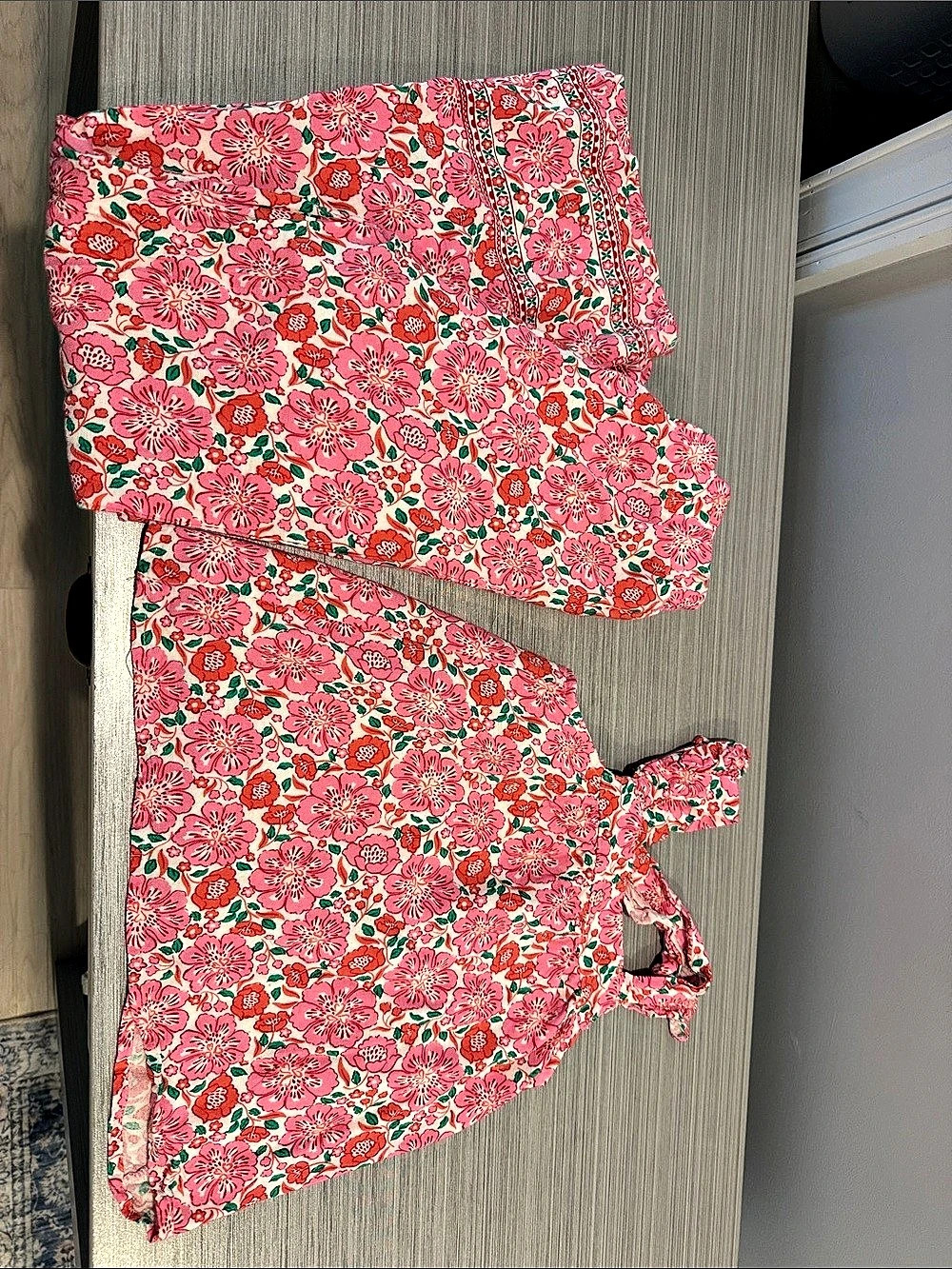 Btween Floral Tie-Strap Top  and bottoms Pink Size 8